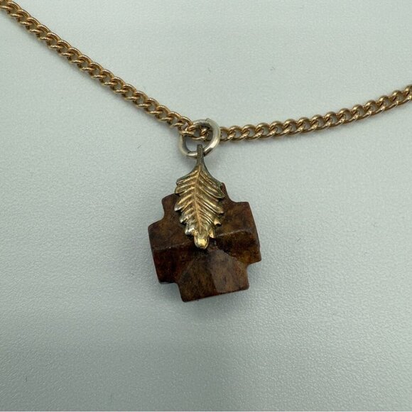 Dainty Wooden Cross Pendant Necklace - Picture 8 of 15